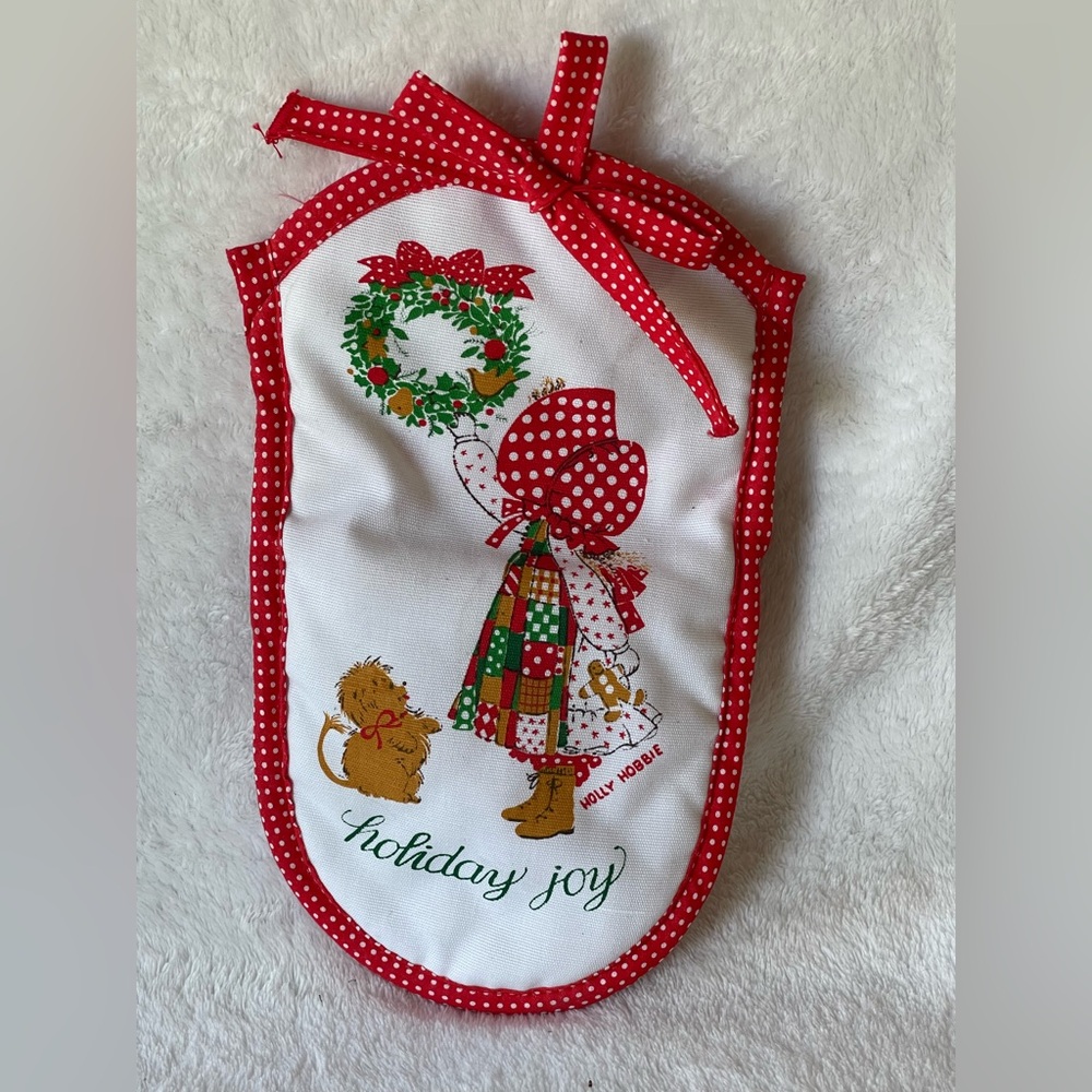 Vintage 1970’s Holly Hobbie Christmas Oven Mitt red white new sweet